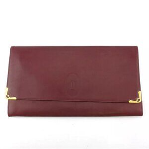 Cartier clutch bag mast line Bordeaux leather Authentic used